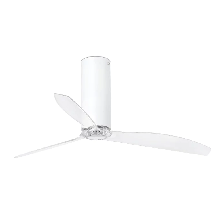 Вентилятор без света TUBE FAN Shiny white/transparent ceiling fan with DC motor