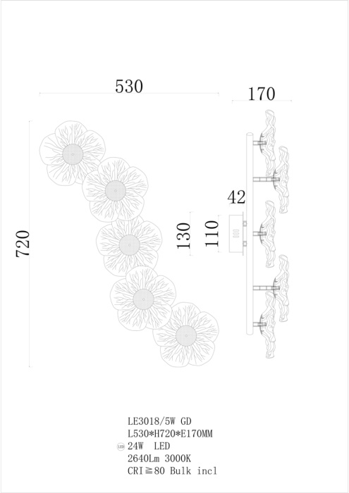 Настенный светильник Leon Violetta LE3018/5W GD