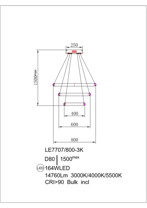 Подвесная люстра Leon Aida LE7707/800-3K Gold