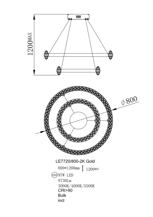 Подвесная люстра Leon Michel LE7720/800-2K Gold