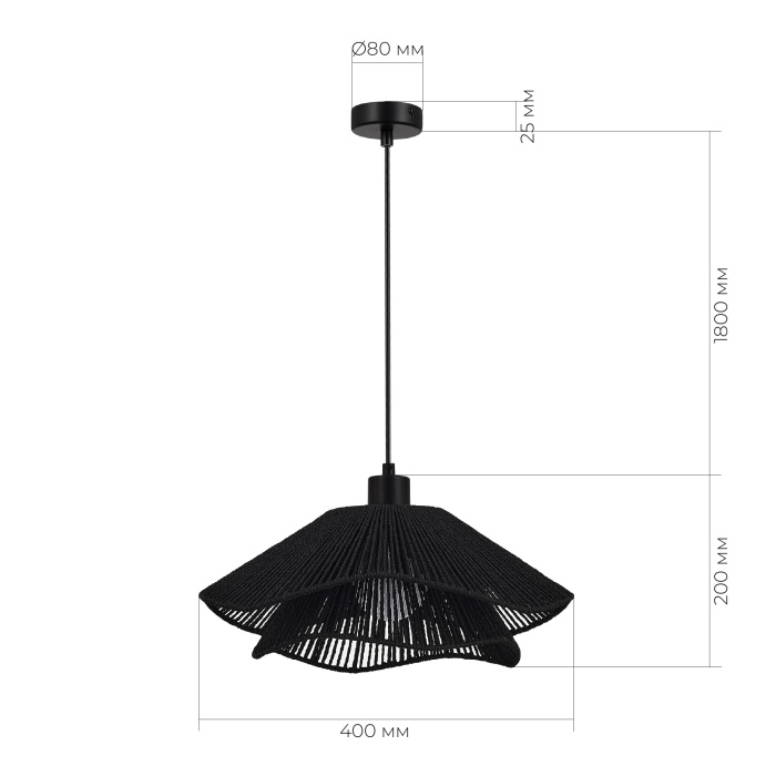 Светильник подвесной черный/черный E27 1*40W SLE6023-403-01