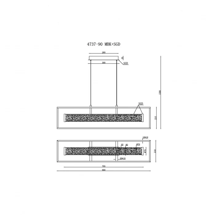 Светильник подвесной iLEDEX Look 4737-90 MBK+SGD