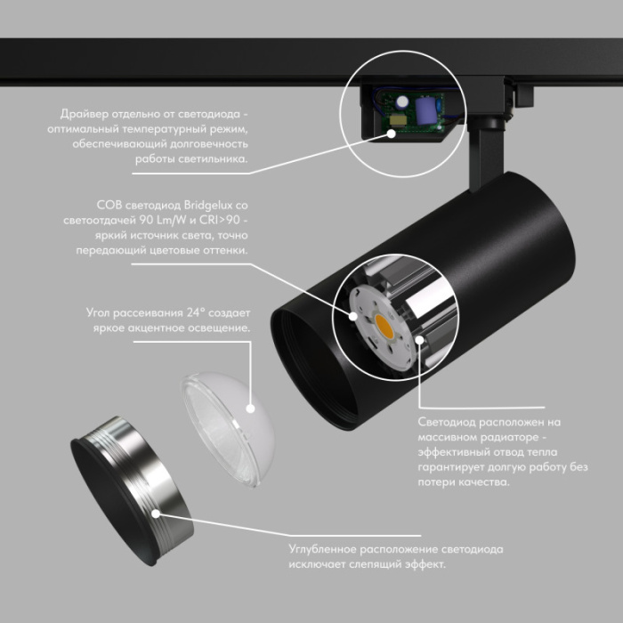 Светильник на шине Denkirs SOLID KOPER DK6456-BK