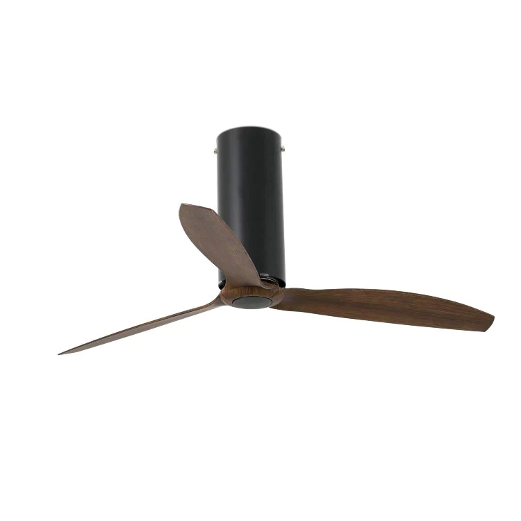 Вентилятор без света TUBE FAN Matt black/wood ceiling fan with DC motor