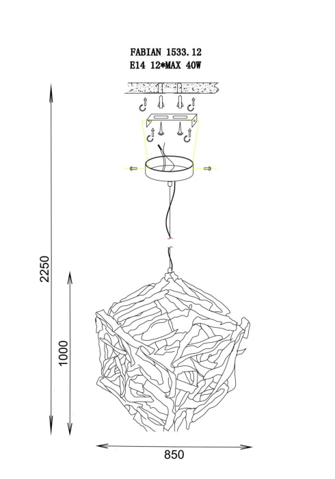 Подвесной светильник Lucia Tucci Fabian 1532.12 ORO