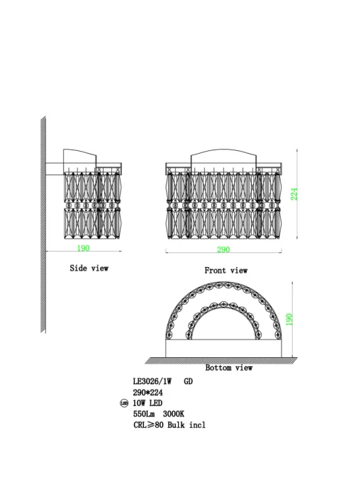 Настенный светильник Leon Milana LE3026/1W GD