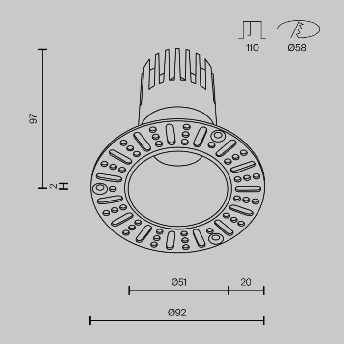 Встраиваемый светильник Maytoni Dip DL120-10W-3K-TRS-B