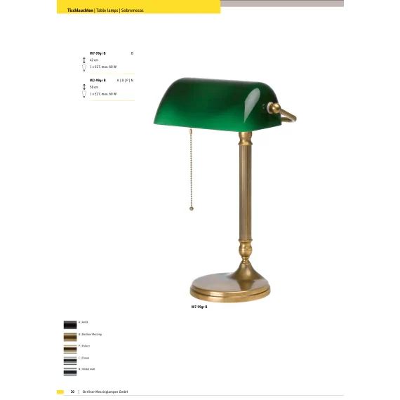 Настольная лампа Berliner Messinglampen W7-99grB