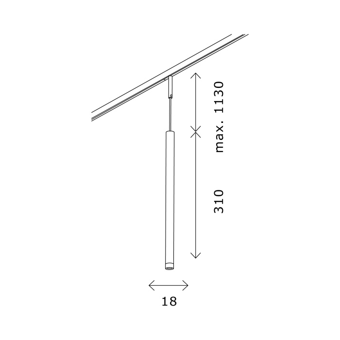 Магнитный трековый светильник Черный LED 1*3W 3000K 100Lm Ra>90 36° IP20 D18xH310 24V ST672.433.03