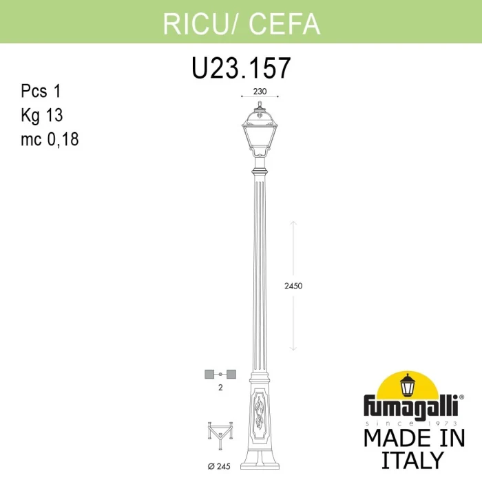 Садово-парковый светильник Fumagalli RICU/CEFA U23.157.000.BXE27