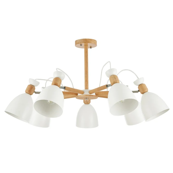 SLE103802-07 Люстра потолочная Светлое дерево, Белый/Белый E27 7*60W