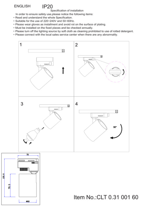 Светильник трековый однофазный Crystal Lux CLT 0.31 001 60 BL