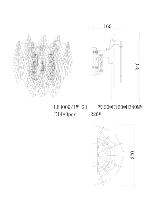 Настенный светильник Leon Adele LE3009/1W GD