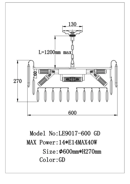 Подвесная люстра Leon Catherine LE9017/600 GD