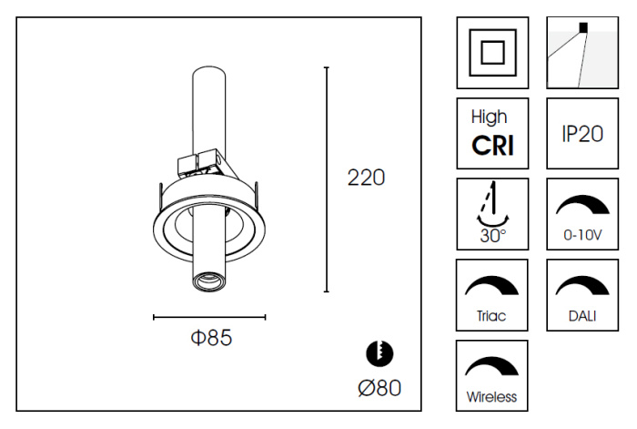 Встраиваемый светильник Delight Collection DA75 DA7503DR-A
