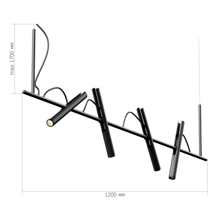 Светильник подвесной ST-Luce Черный/Черный, Золотистый LED 4*3W 3000K SL6210.403.04