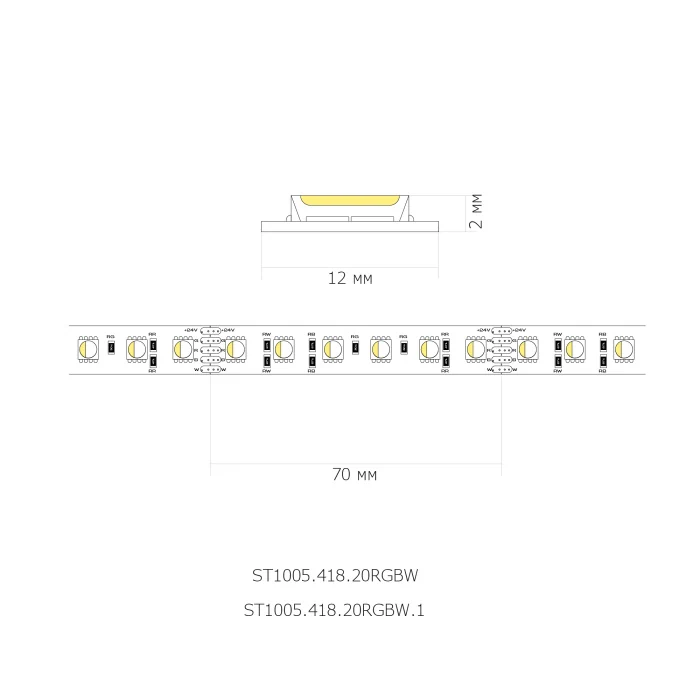 Светодиодная лента - -*9,6W 4000K 1 008Lm Ra90 IP20 L1 000xW8xH2 24VV ST1001.410.20