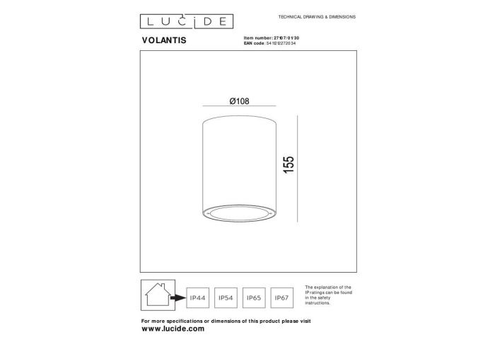 Потолочный светильник Lucide VOLANTIS 27107/01/30