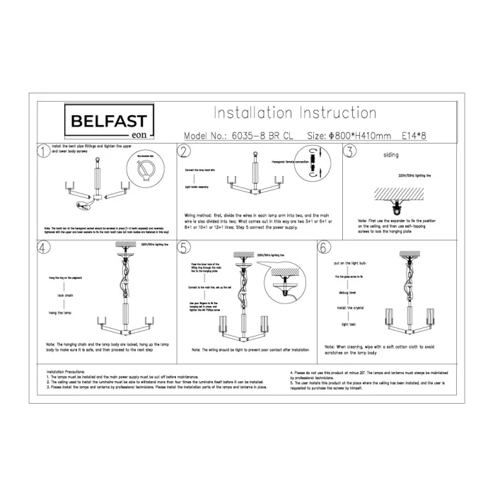 Подвесная люстра Belfast Malone 6035-8 BR CL