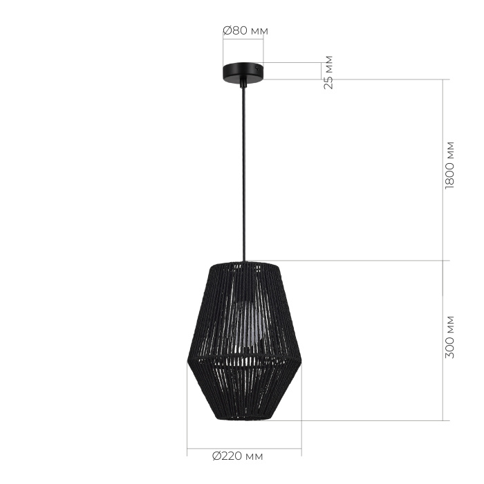 Светильник подвесной черный/черный E27 1*40W SLE6025-413-01