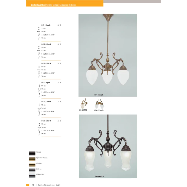 Люстра на штанге Berliner Messinglampen D27-114gsA