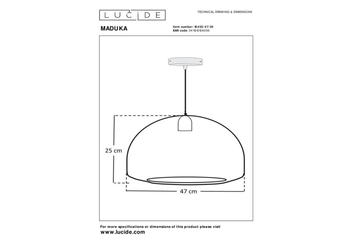 Подвесной светильник Lucide MADUKA 10450/47/30