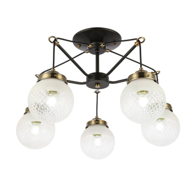 SLE110302-05 Светильник потолочнвый Черный, Бронза/Прозрачный, Белый E27 5*60W