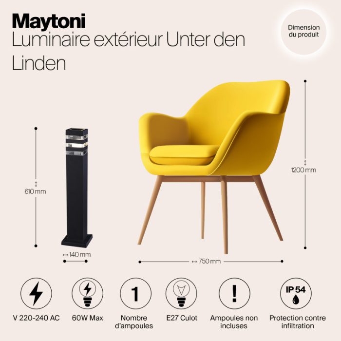 Садово-парковый светильник Maytoni Unter den Linden O578FL-01B