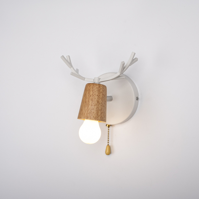 Бра с рожками DEER A SWITCH White/Light wood ImperiumLoft