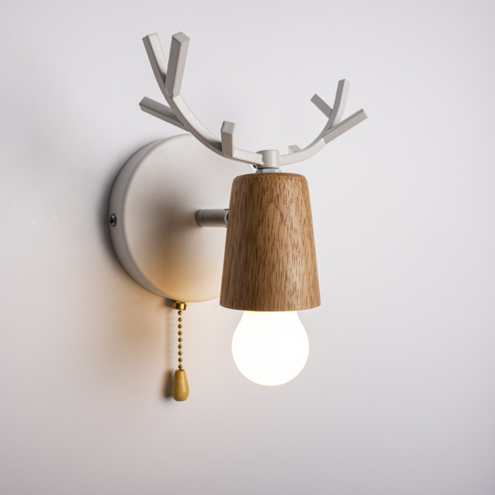Бра с рожками DEER A SWITCH White/Light wood ImperiumLoft