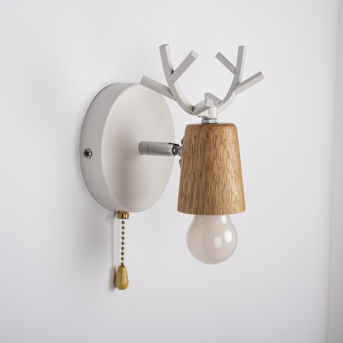 Бра с рожками DEER A SWITCH White/Light wood ImperiumLoft