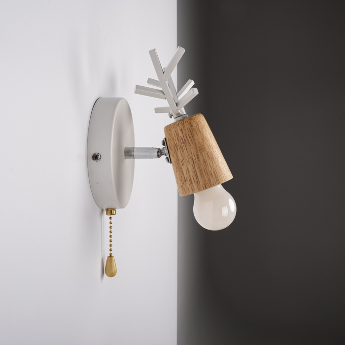 Бра с рожками DEER A SWITCH White/Light wood ImperiumLoft