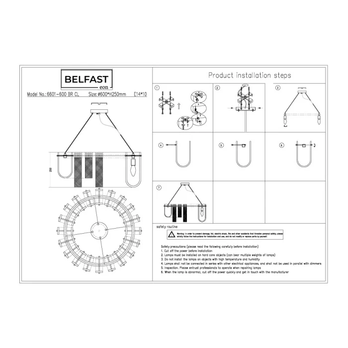 Подвесная люстра Belfast Severn 6601-600 BR CL