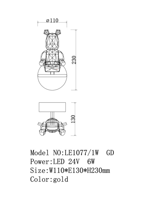 Бра Leon Sophie LE1077/1W GD/BL