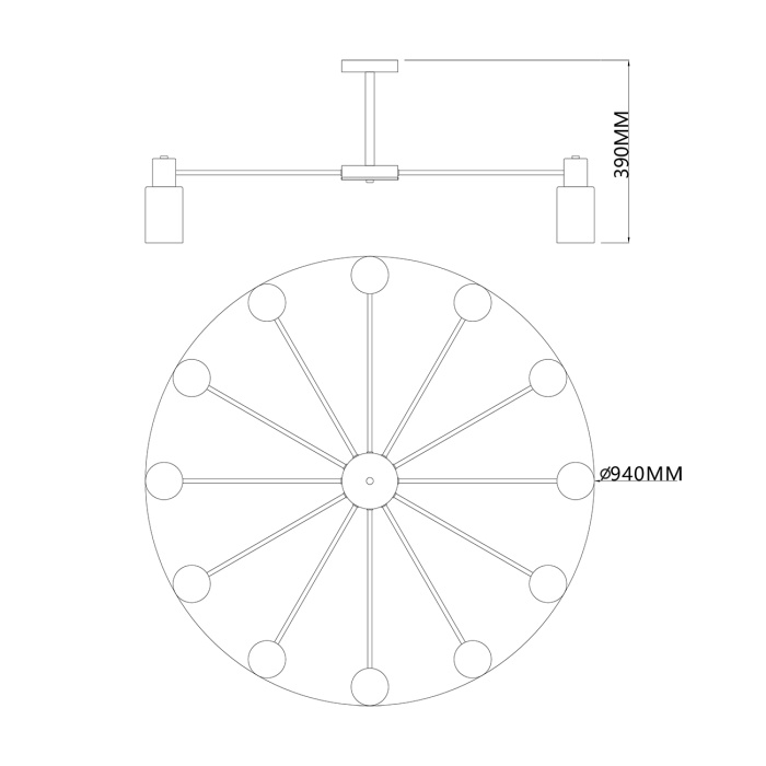 Потолочная люстра на штанге DIVERSITY ESCADA 2120/12P Black