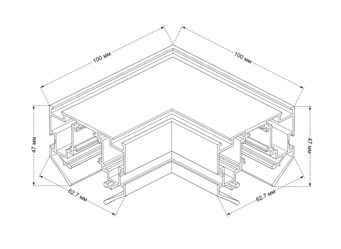 Угол соединительный для встраиваемого магнитного трека в натяжной ПВХ потолок SPACE Crystal Lux CLT 0.234 01 BL