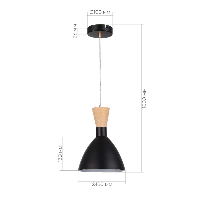 Светильник подвесной Черный/Черный, Светлое дерево, Золотистый E14 1*40W SLE1256-403-01
