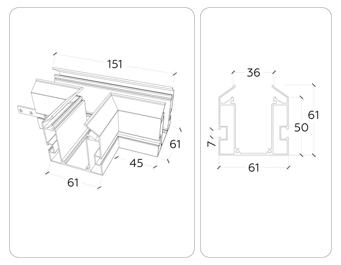 Коннектор Т-образный для корпуса в натяжной потолок Magnetic 220V Ambrella light GL1044