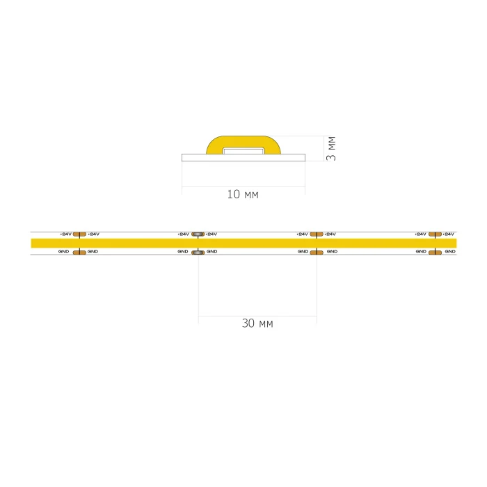 Светодиодная лента COB - -*60W 3000K 2 400Lm Ra>90 IP20 L1 000xW10xH- 24V ST018.312.20