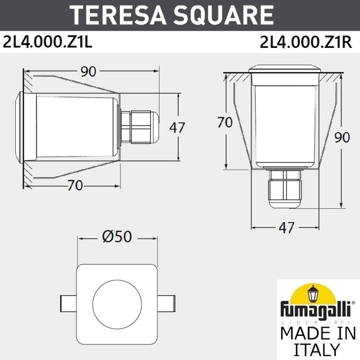 Уличный встраиваемый светильник FUMAGALLI TERESA SQUARE 2L4.000.000.LXZ1L