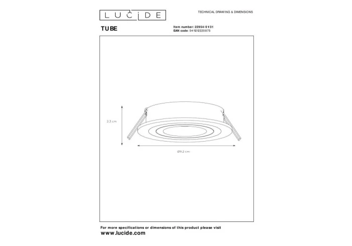 Встраиваемый светильник Lucide TUBE 22954/01/31