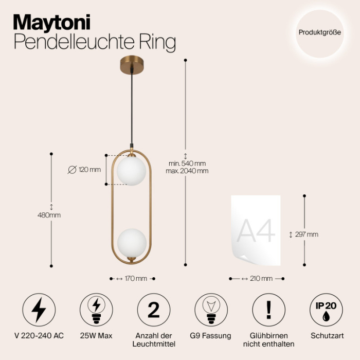 Подвесной светильник Maytoni Ring MOD013PL-02BS1