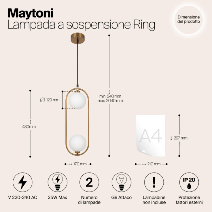 Подвесной светильник Maytoni Ring MOD013PL-02BS1