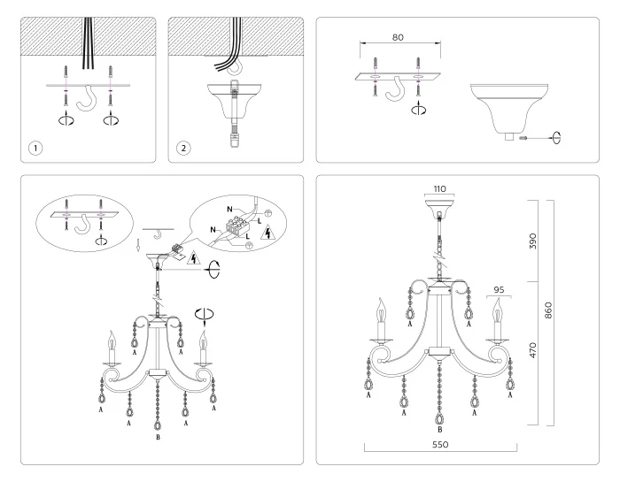 Подвесная люстра с хрусталем Ambrella light TR4915