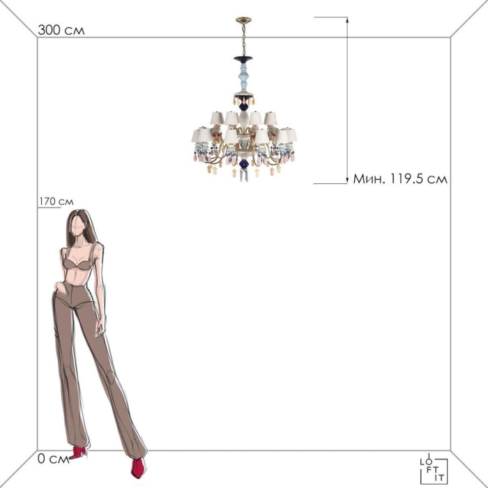 Подвесная люстра Loft it Grace 10203/12+8 Mult