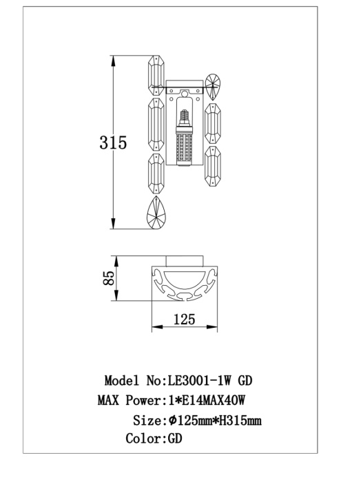 Настенный светильник Leon Elien LE3001/1W GD