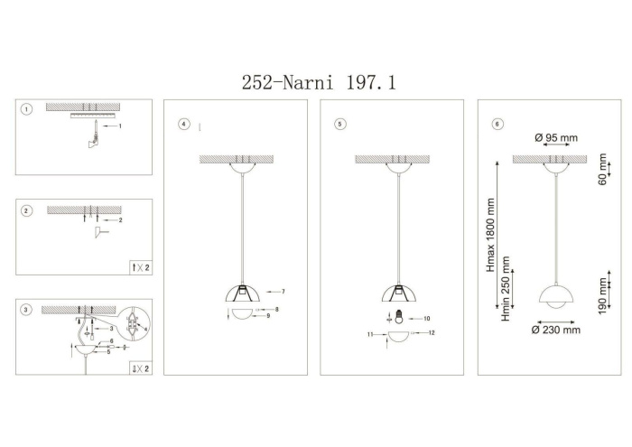 Светильник подвесной Lucia Tucci Narni 197.1 rosso
