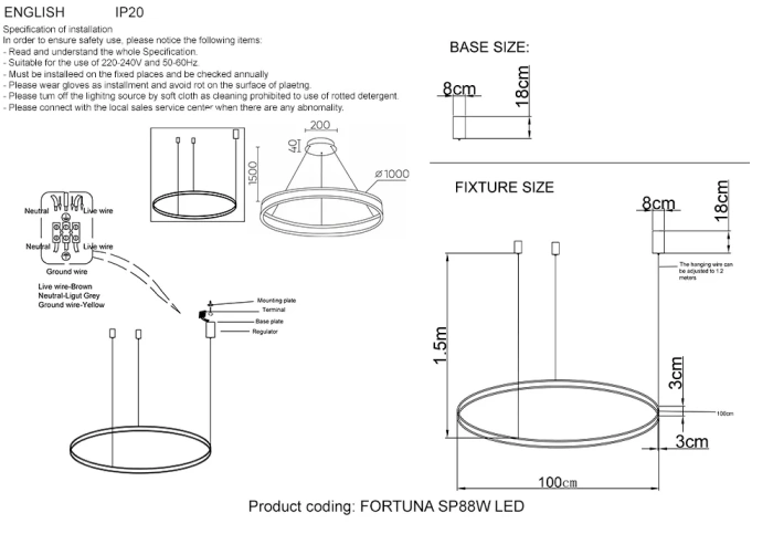 Люстра Crystal Lux FORTUNA SP88W LED BLACK
