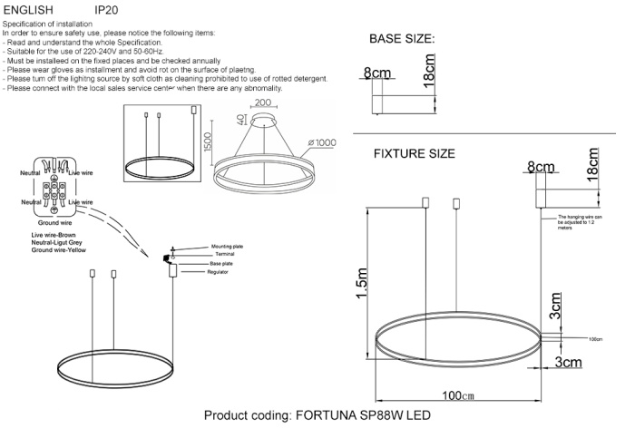 Люстра Crystal Lux FORTUNA SP88W LED BLACK