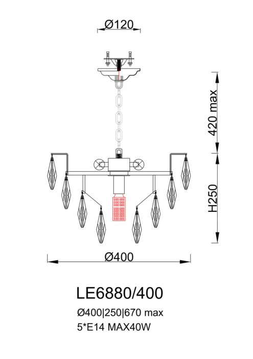 Подвесная люстра Leon Melanie LE6880/400 GD